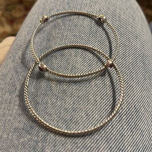 David Yurman Sterling Silver Bangles in Amethyst